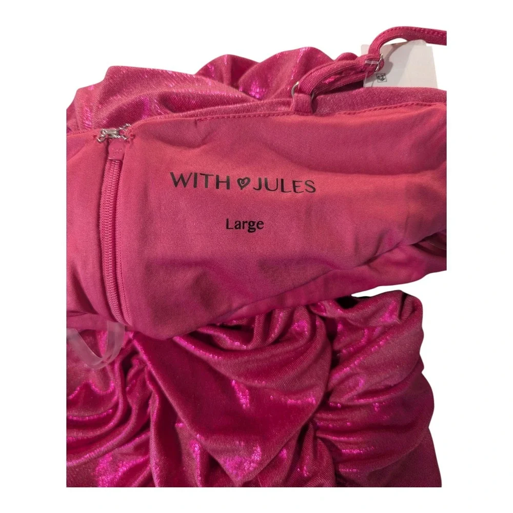 BBC-2 With Jules Big Girls Ruched Sleeveless Dress Size L - Bright Pink Back Zip